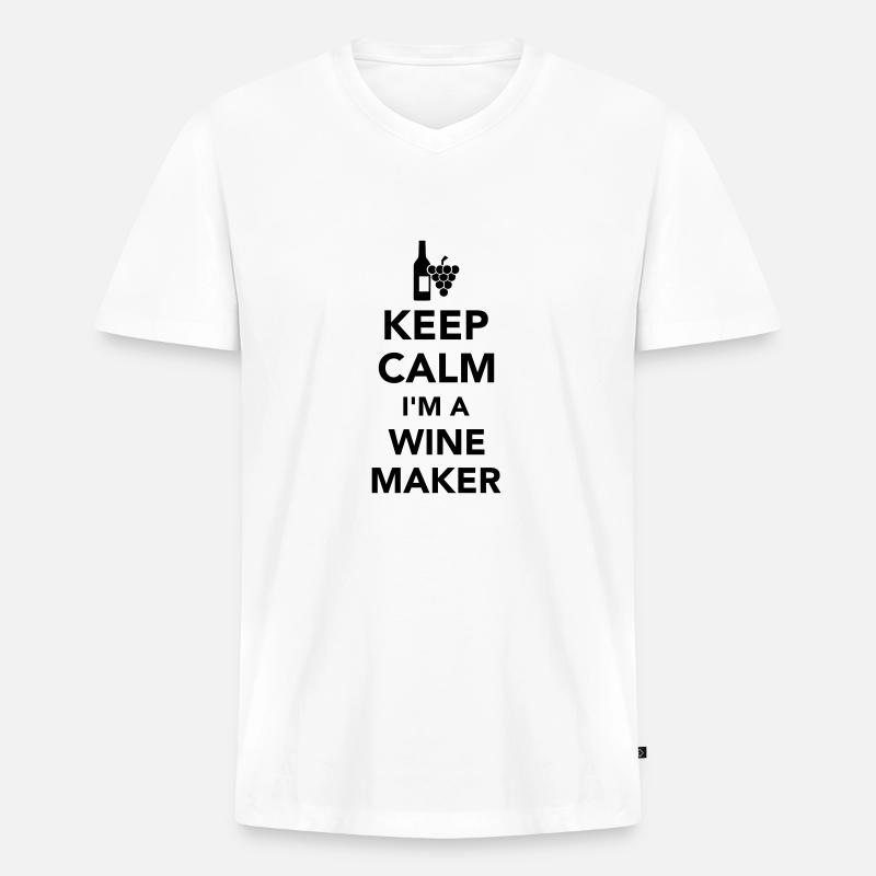 Winzer - Männer Premium Bio T-Shirt mit V-Ausschnitt - Weiß