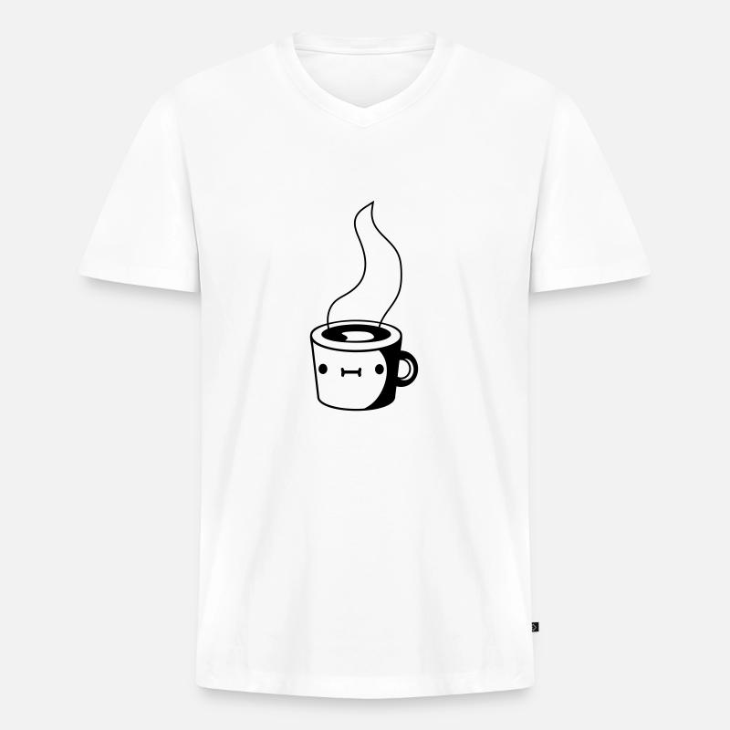 Niedliche Kaffee Tasse - Männer Premium Bio T-Shirt mit V-Ausschnitt - Weiß