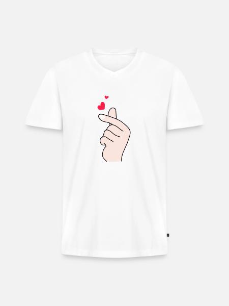 Fingerherzen 2 - Männer Premium Bio T-Shirt mit V-Ausschnitt - Weiß