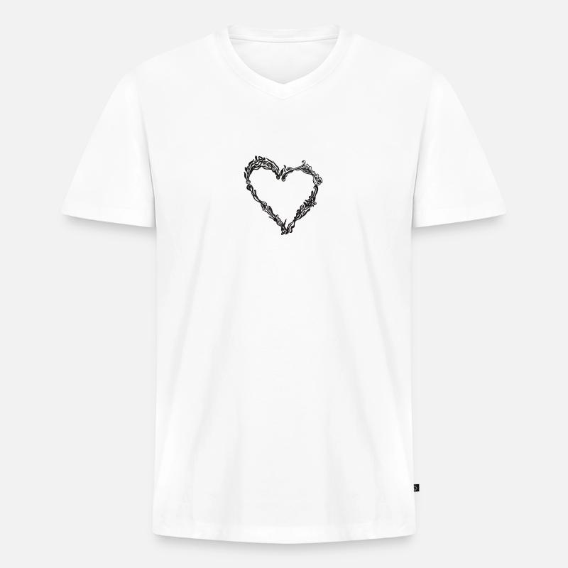 Cuore - Maglietta ecologica premium da uomo con scollo a V - bianco