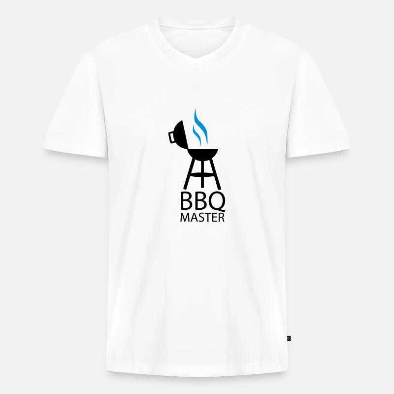 BBQ master 2clr - Männer Premium Bio T-Shirt mit V-Ausschnitt - Weiß