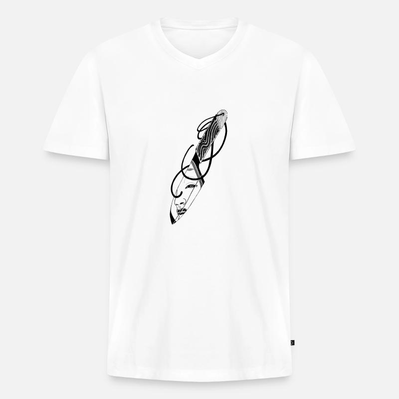 Second Thoughts ? - Männer Premium Bio T-Shirt mit V-Ausschnitt - Weiß