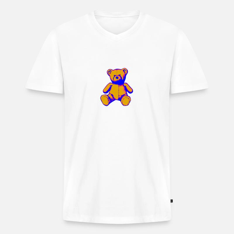 Teddy Bär im Stil - Männer Premium Bio T-Shirt mit V-Ausschnitt - Weiß