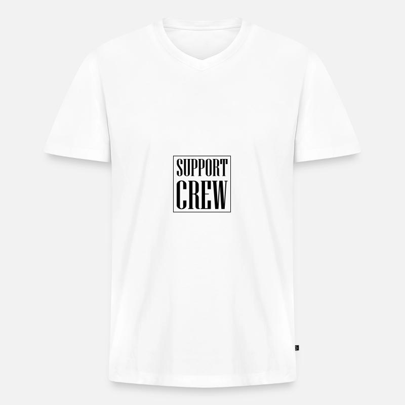 Support Crew - Männer Premium Bio T-Shirt mit V-Ausschnitt - Weiß