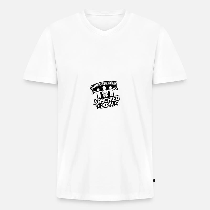 Junggesellenabschied 2024 - Männer Premium Bio T-Shirt mit V-Ausschnitt - Weiß