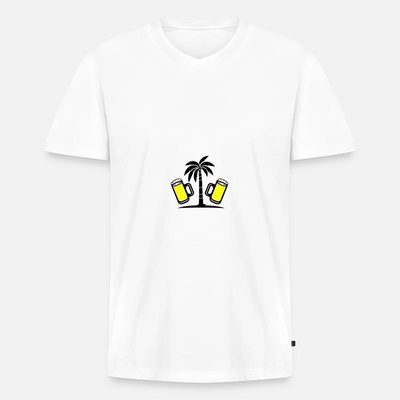 Bier Palmen Urlaub - Männer Premium Bio T-Shirt mit V-Ausschnitt - Weiß
