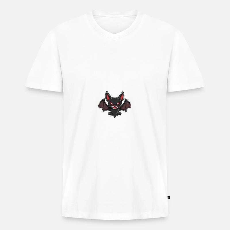 Fledermaus Halloween Blutsauger Comic - Männer Premium Bio T-Shirt mit V-Ausschnitt - Weiß