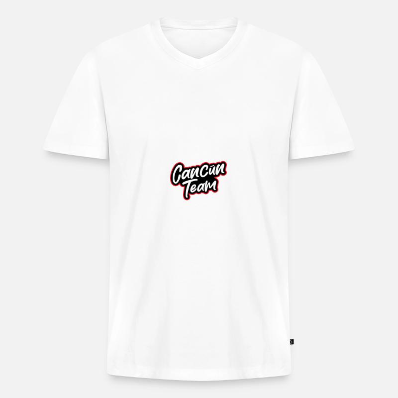 Cancun Team - Männer Premium Bio T-Shirt mit V-Ausschnitt - Weiß