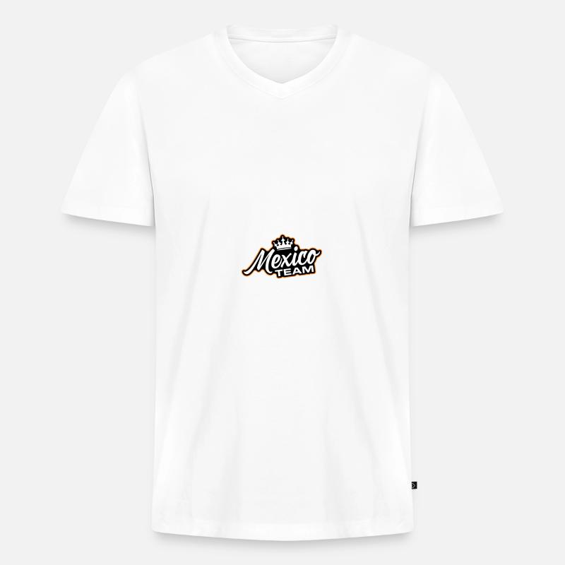 Mexiko Team - Männer Premium Bio T-Shirt mit V-Ausschnitt - Weiß