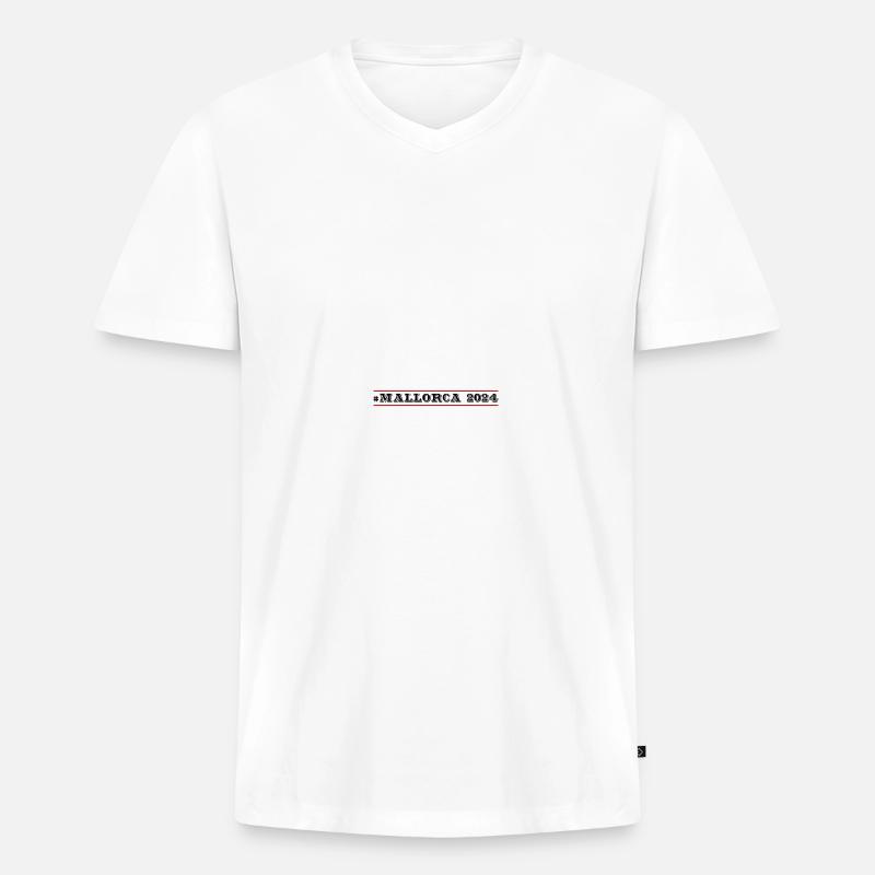Mallorca 2024 - Männer Premium Bio T-Shirt mit V-Ausschnitt - Weiß