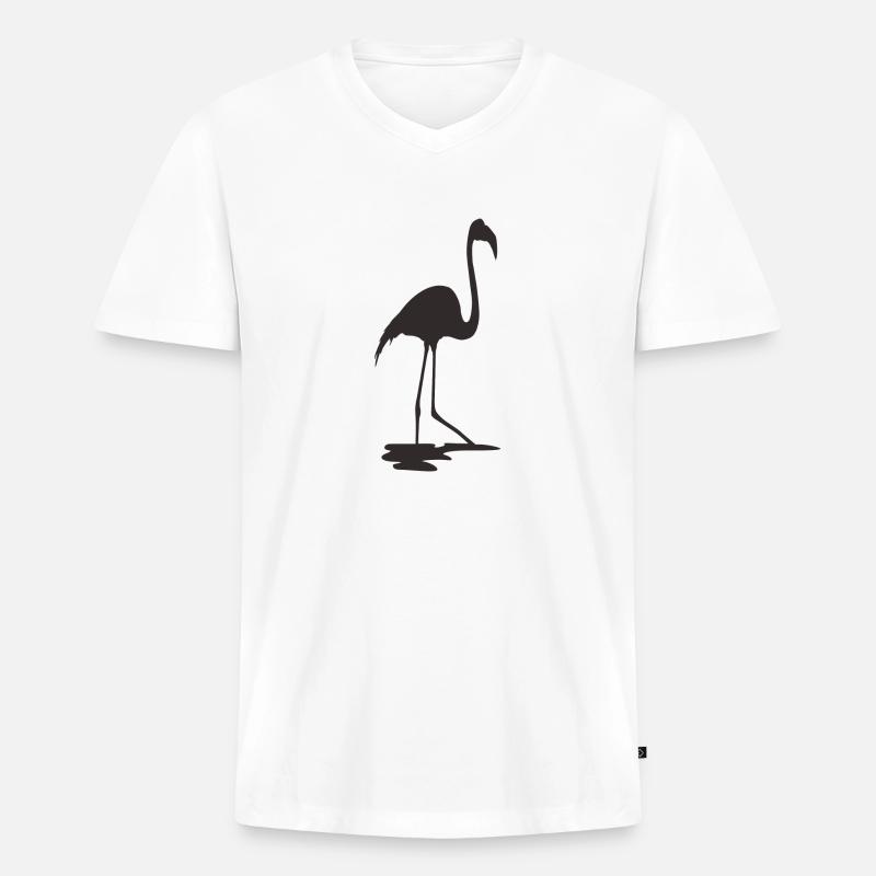 Flamingo Schwarz - Männer Premium Bio T-Shirt mit V-Ausschnitt - Weiß