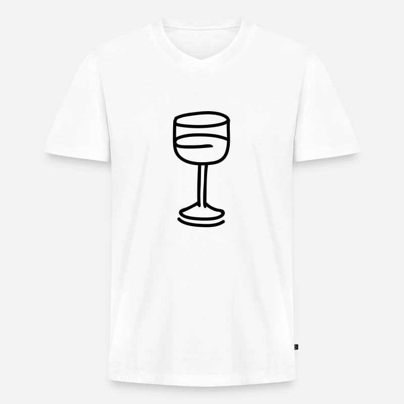 Weinglas - line - Männer Premium Bio T-Shirt mit V-Ausschnitt - Weiß