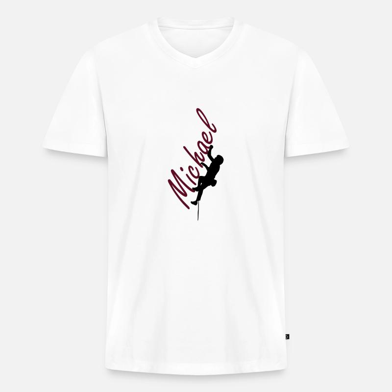 Klettern - Michael - Männer Premium Bio T-Shirt mit V-Ausschnitt - Weiß