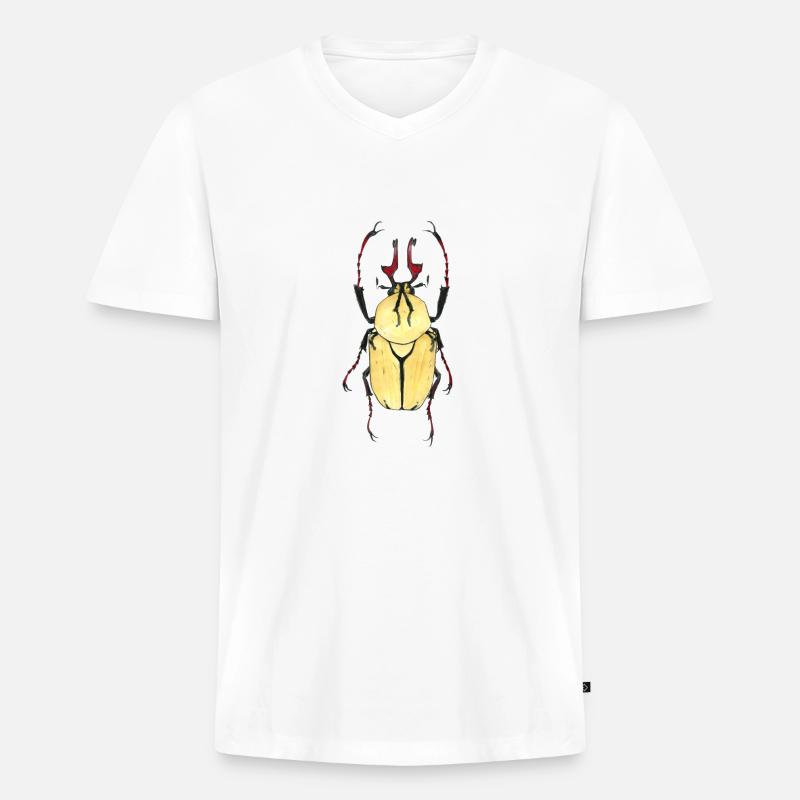 kaefer heller Panzer rotes Geweih - Männer Premium Bio T-Shirt mit V-Ausschnitt - Weiß