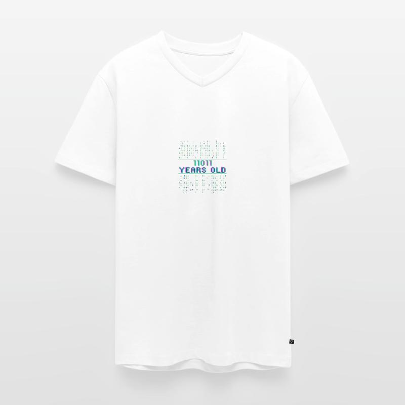 27e anniversaire 27 ans Codeur de code binaire T-shirt encolure en V Premium bio Homme