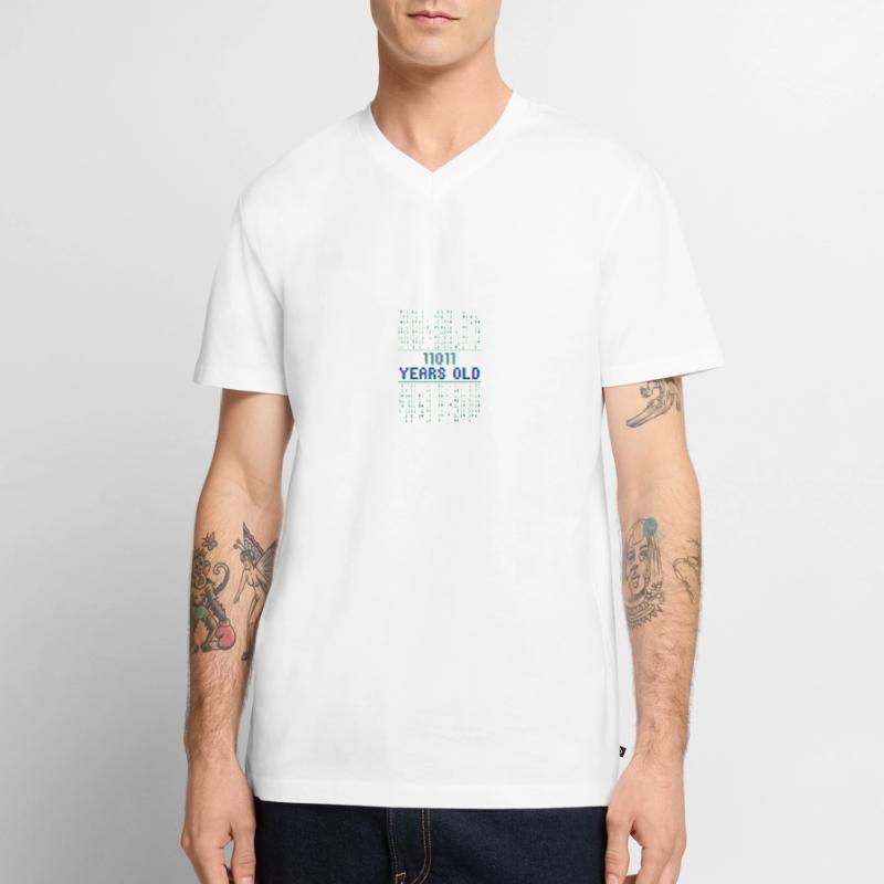 27e anniversaire 27 ans Codeur de code binaire T-shirt encolure en V Premium bio Homme