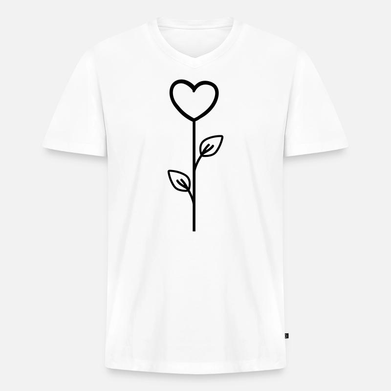 Rosa Blume - Männer Premium Bio T-Shirt mit V-Ausschnitt - Weiß