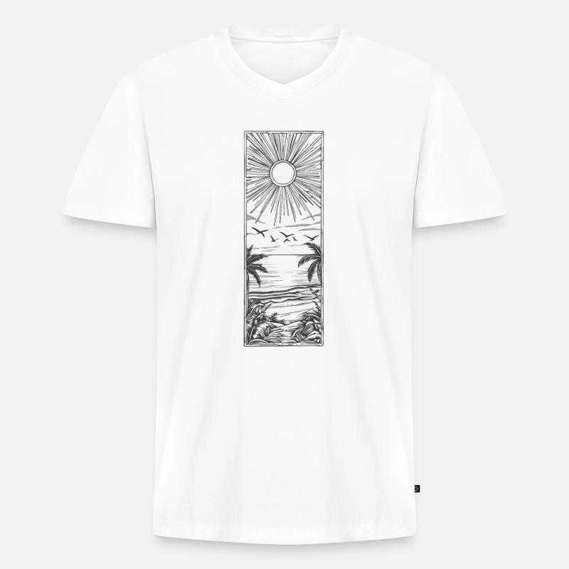 Solare Landschaft - Männer Premium Bio T-Shirt mit V-Ausschnitt - Weiß