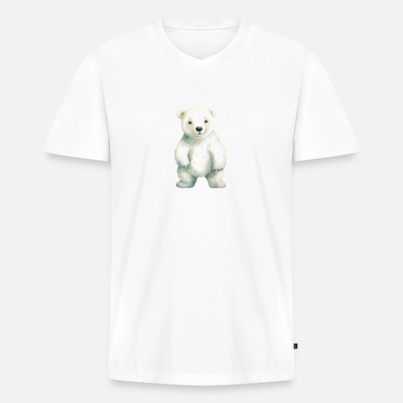 Eisbär Eisbär Klassenmaskottchen - Männer Premium Bio T-Shirt mit V-Ausschnitt - Weiß