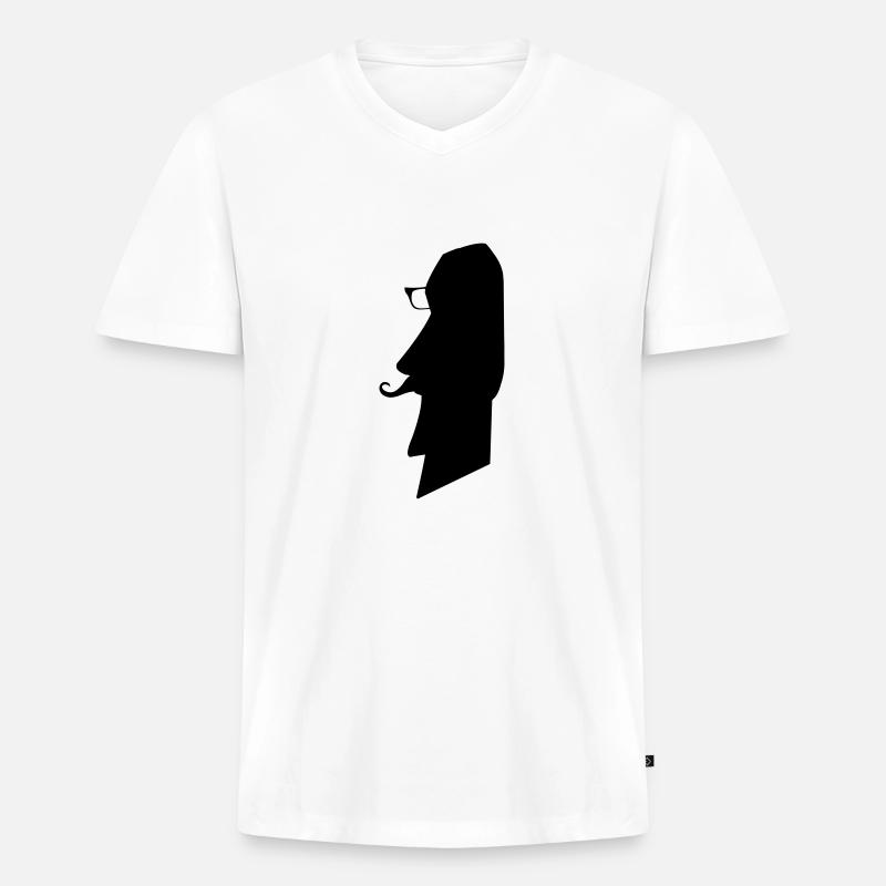 moai_hipster_02 - Männer Premium Bio T-Shirt mit V-Ausschnitt - Weiß