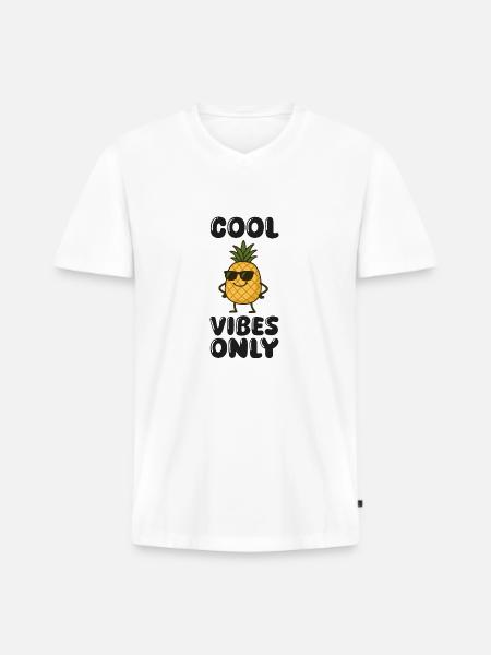 ananas comic - Männer Premium Bio T-Shirt mit V-Ausschnitt - Weiß