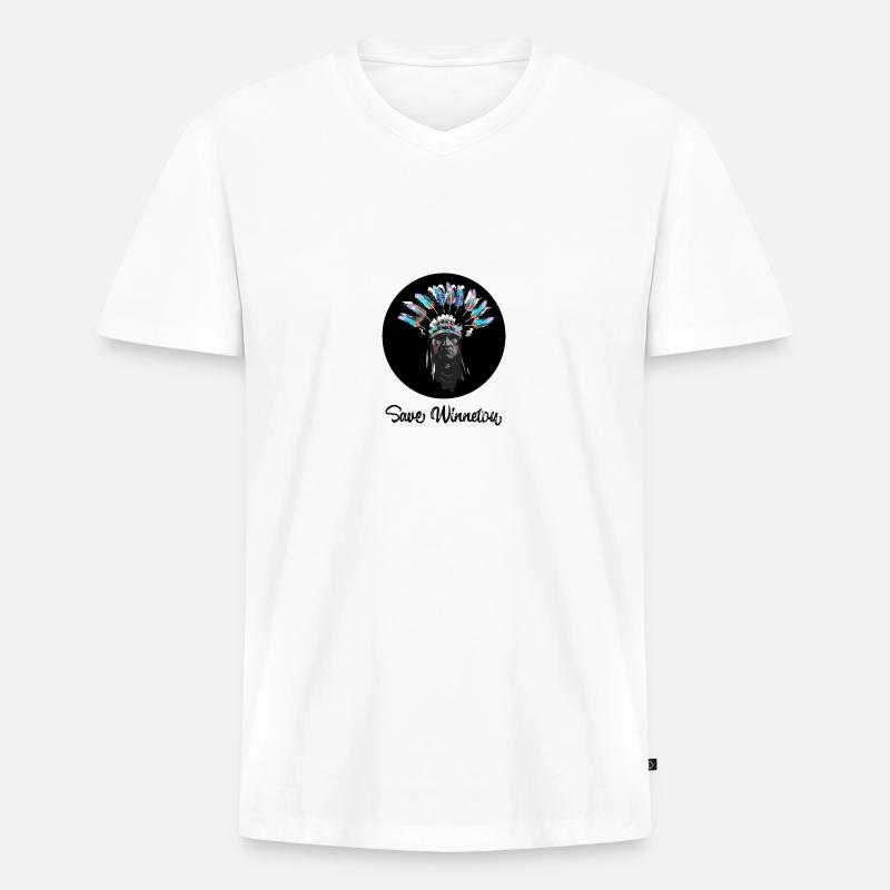 save winnetou,winnetou,indianer,graffiti,kreis, - Männer Premium Bio T-Shirt mit V-Ausschnitt - Weiß