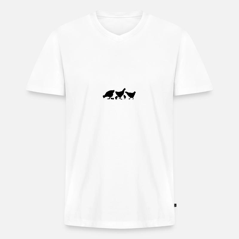 Hühner - Männer Premium Bio T-Shirt mit V-Ausschnitt - Weiß