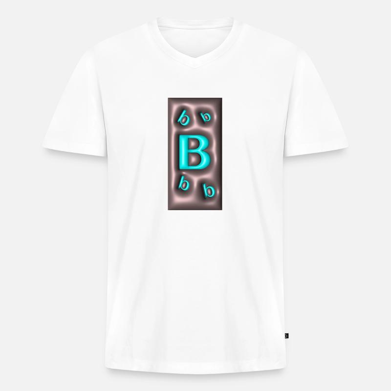 b - Männer Premium Bio T-Shirt mit V-Ausschnitt - Weiß