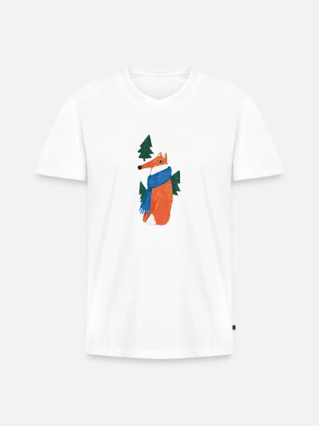 Fuchs im Wald - Männer Premium Bio T-Shirt mit V-Ausschnitt - Weiß