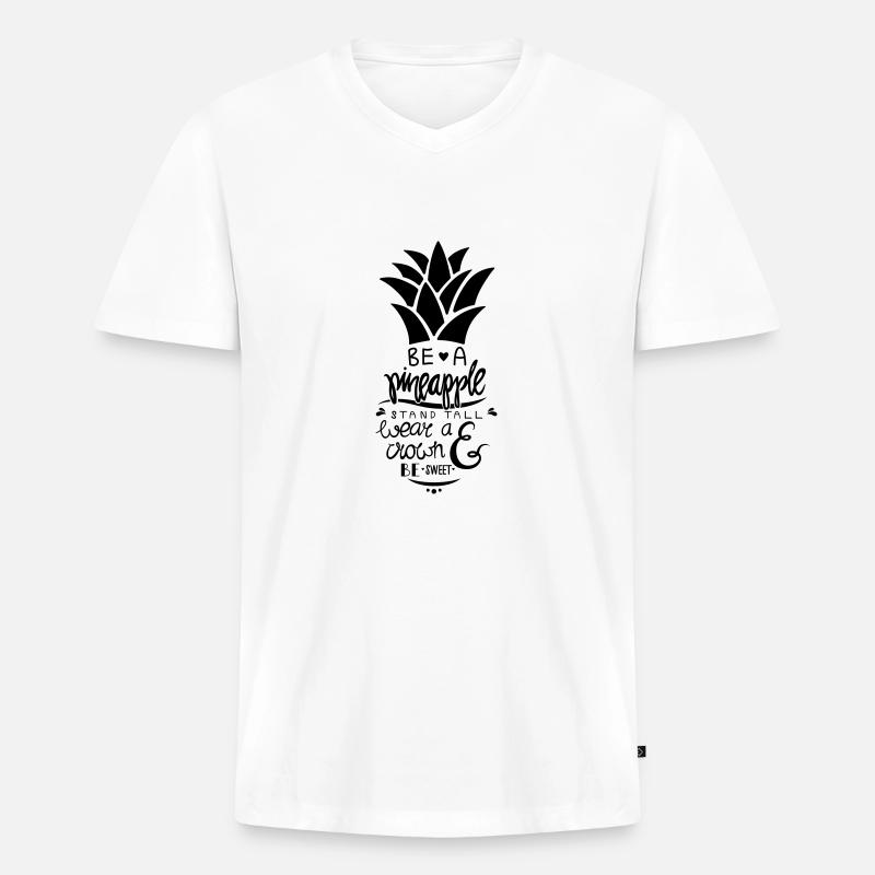 Be A Pineapple - Männer Premium Bio T-Shirt mit V-Ausschnitt - Weiß