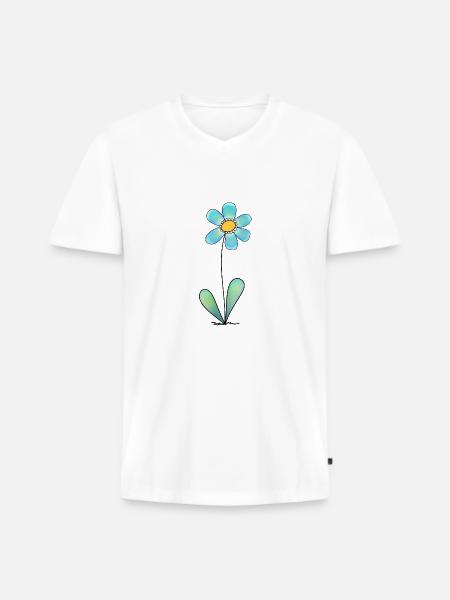Blume - Männer Premium Bio T-Shirt mit V-Ausschnitt - Weiß