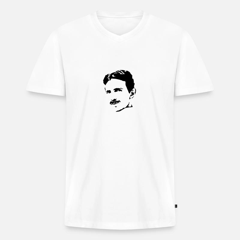 Nerd - Männer Premium Bio T-Shirt mit V-Ausschnitt - Weiß