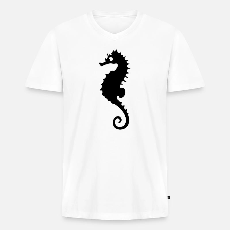 Seepferdchen - Männer Premium Bio T-Shirt mit V-Ausschnitt - Weiß