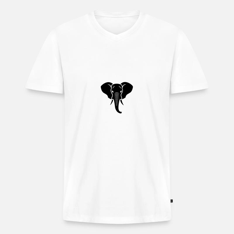 Elefant - Männer Premium Bio T-Shirt mit V-Ausschnitt - Weiß
