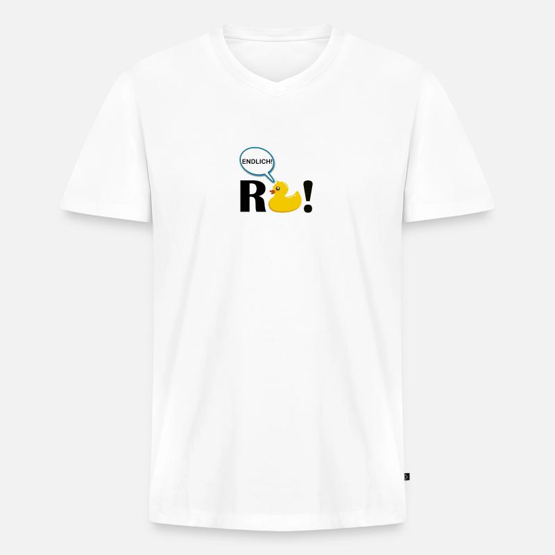 Endlich Rente - Männer Premium Bio T-Shirt mit V-Ausschnitt - Weiß