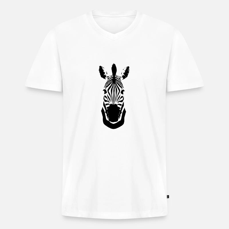 Zebra - Männer Premium Bio T-Shirt mit V-Ausschnitt - Weiß