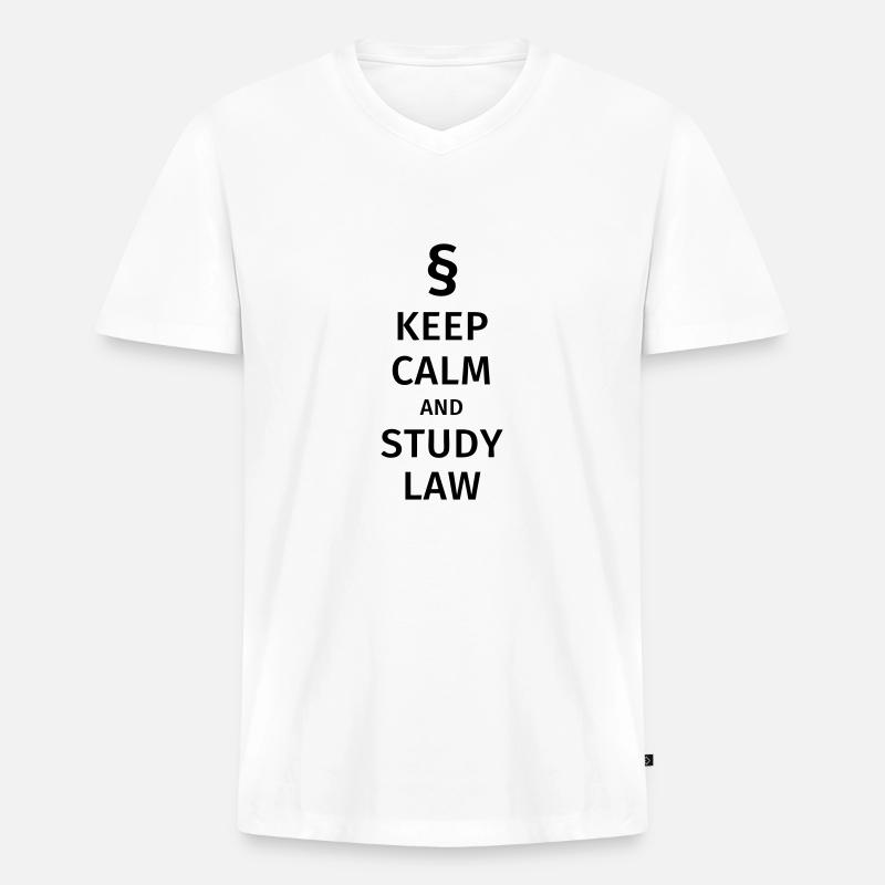 keep calm and study law - Männer Premium Bio T-Shirt mit V-Ausschnitt - Weiß