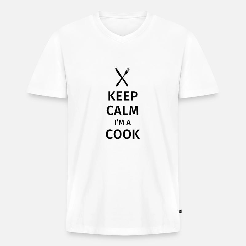 Keep Calm I'm a Cook - Männer Premium Bio T-Shirt mit V-Ausschnitt - Weiß