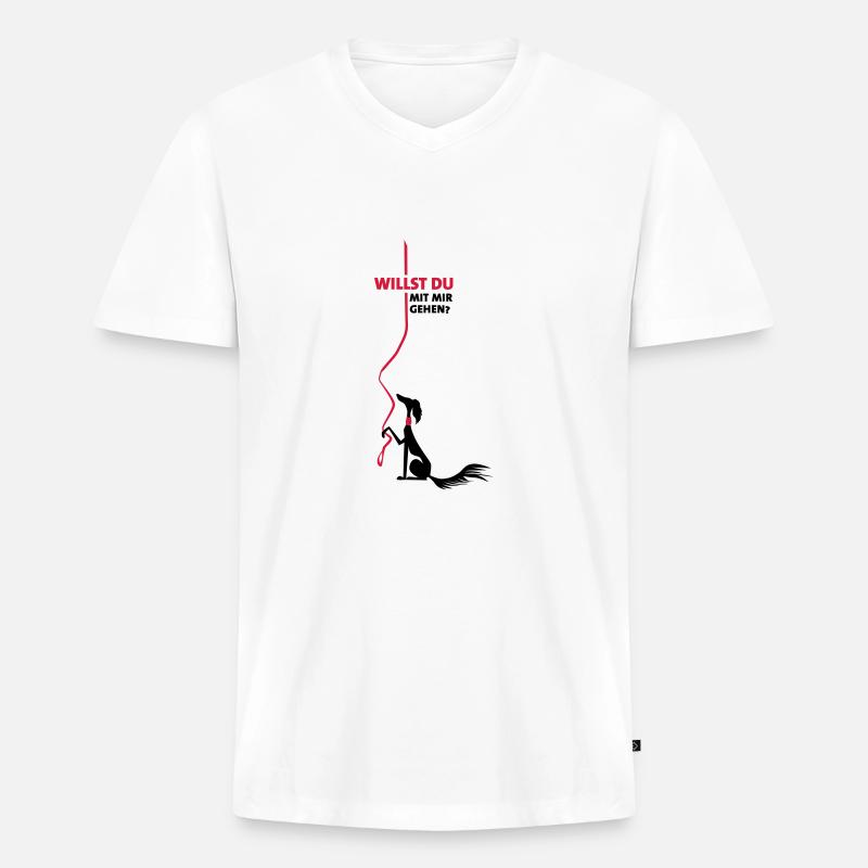 willst du? - Männer Premium Bio T-Shirt mit V-Ausschnitt - Weiß