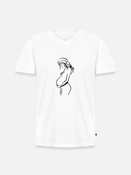 Schwanger freude - Männer Premium Bio T-Shirt mit V-Ausschnitt - Weiß