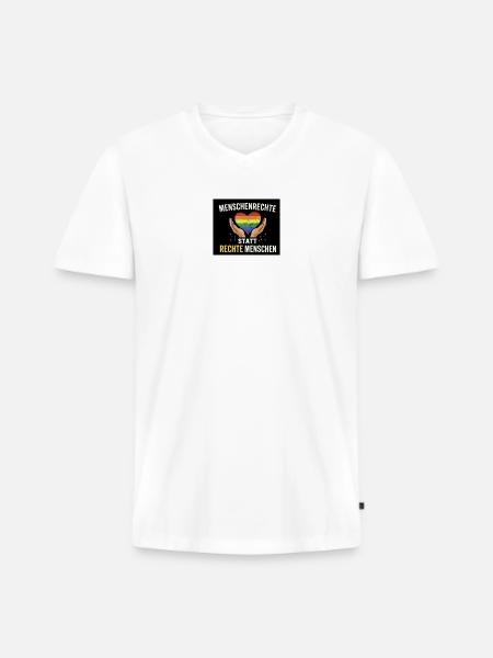 Human rights instead of right-wing people - Men's Premium Organic T-shirt with V-neck - white