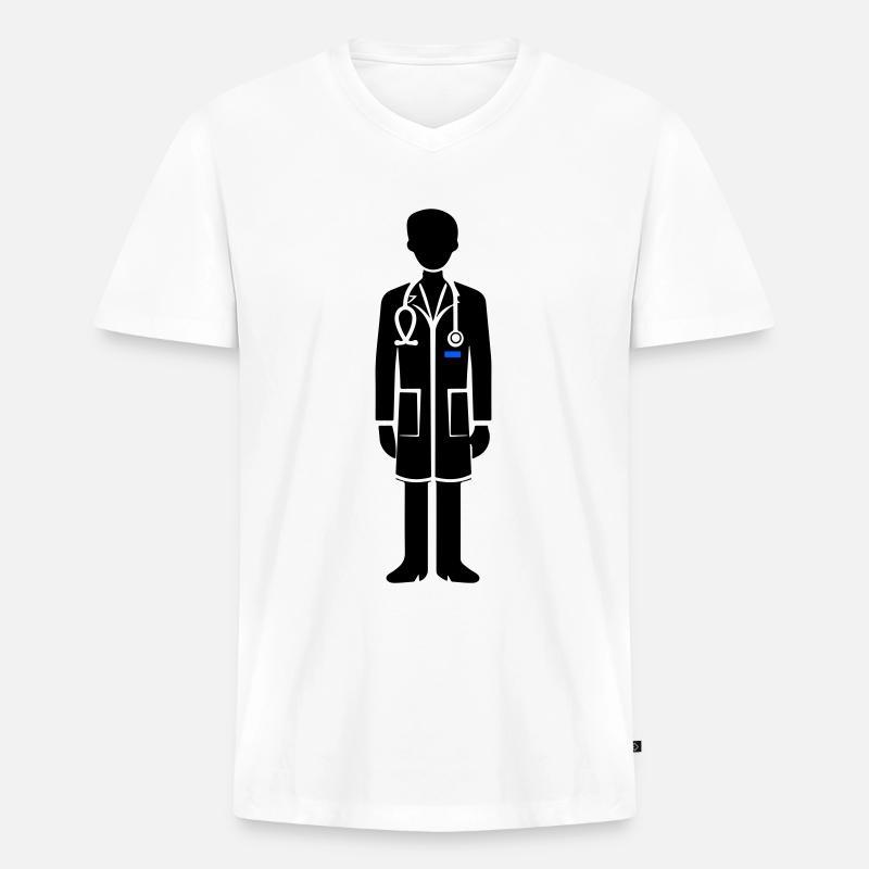Doktor Symbol - Männer Premium Bio T-Shirt mit V-Ausschnitt - Weiß