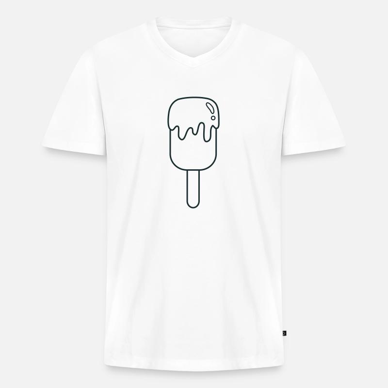 Tropfiges Eis - Männer Premium Bio T-Shirt mit V-Ausschnitt - Weiß