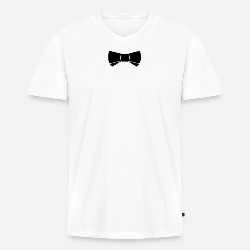 Fliege / bow tie (1c) - Männer Premium Bio T-Shirt mit V-Ausschnitt - Weiß