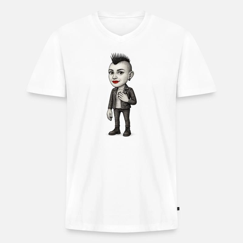 Mohawk Punker - Männer Premium Bio T-Shirt mit V-Ausschnitt - Weiß