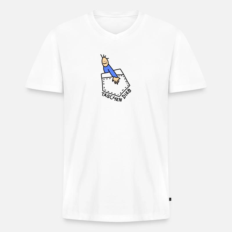 Dieb lustig (b) - Männer Premium Bio T-Shirt mit V-Ausschnitt - Weiß