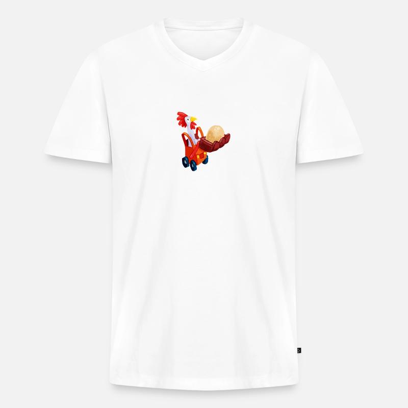 EierMobil - Männer Premium Bio T-Shirt mit V-Ausschnitt - Weiß