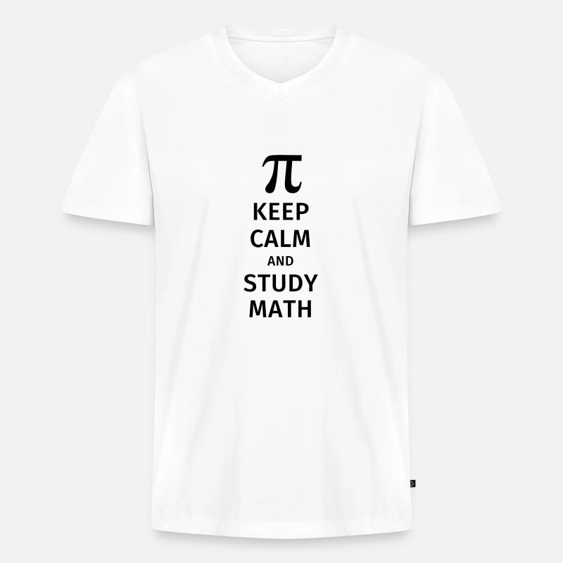 keep calm and study math - T-shirt encolure en V Premium bio Homme - blanc