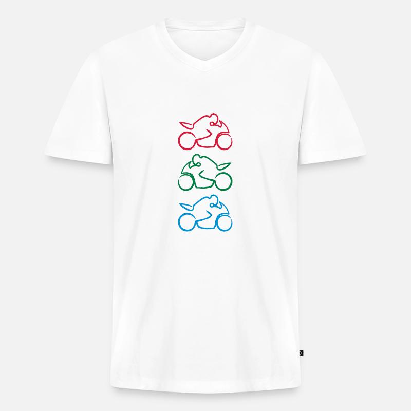 motorcycle 3c - Männer Premium Bio T-Shirt mit V-Ausschnitt - Weiß