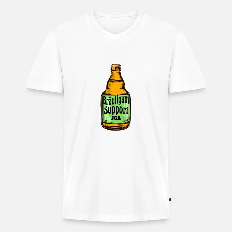 Bräutigam Support JGA - Männer Premium Bio T-Shirt mit V-Ausschnitt - Weiß